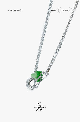 21AW TABOO｜愚人船 爱心钩系列 - 玉石色爱心钩别针项链