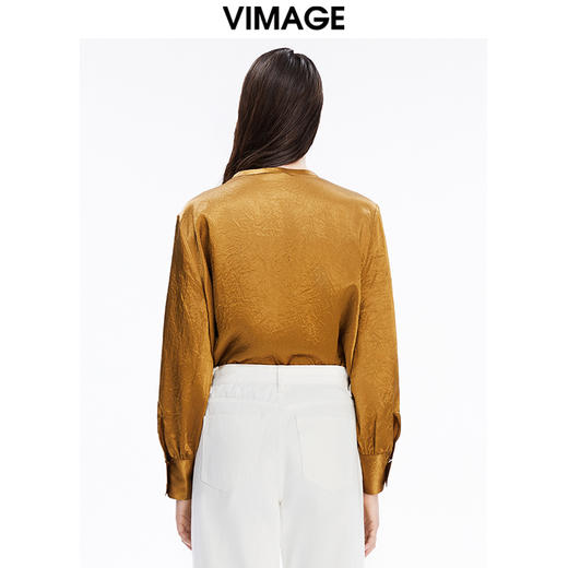 VIMAGE纬漫纪秋季新款女装复古百搭显瘦纯色衬衫女上衣V1609211 商品图2