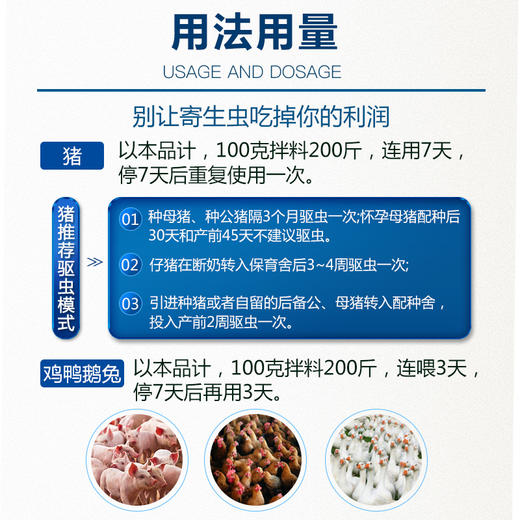 【虫力驱】巨龙动保虫力驱 阿苯达唑伊维菌素驱虫药100g/500g 商品图2