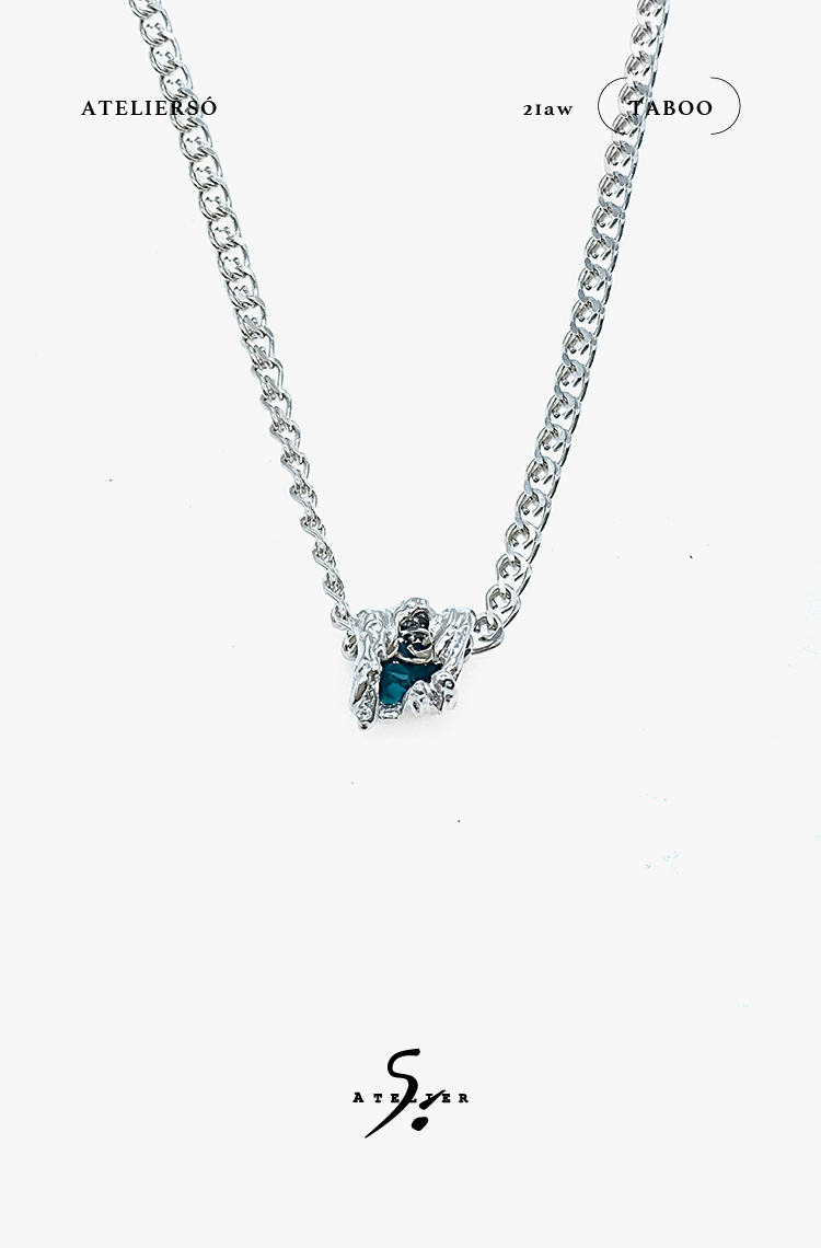 21AW TABOO｜愚人船 拍浪系列 - 青苔绿滴胶吊坠项链