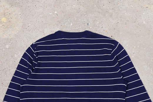 薄款 条纹纯棉 胸前刺绣 圆领毛衣/针织衫 T-1087 商品图11