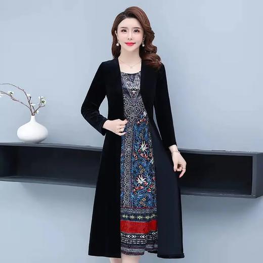 AA JY洋气显瘦显高档大码假两件套金丝绒连衣裙【优】 商品图1