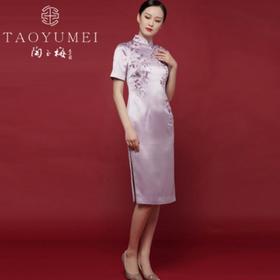 3楼 陶玉梅缎面礼服旗袍重工刺绣改良醋酸旗袍裙中长款修身181Q562H
