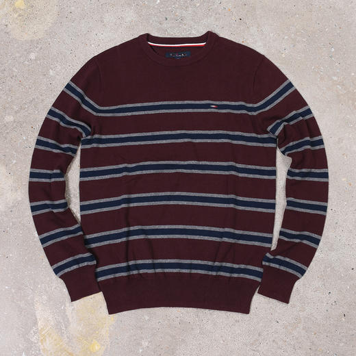 条纹撞色棉质 胸前刺绣 圆领毛衣/针织衫 特惠 T-1086 商品图6