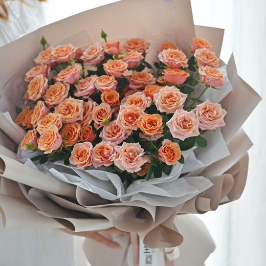蔷薇花束橙色复古色创意好看多头玫花束送老婆爱人闺蜜朋友生日求婚