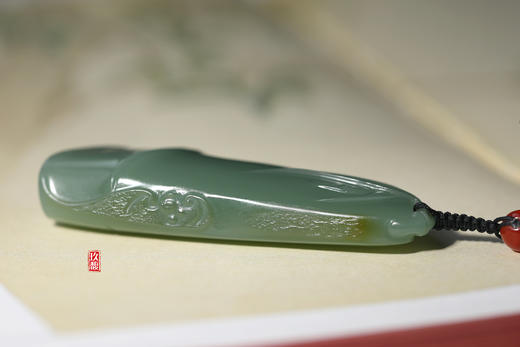 和田玉（青玉-无结构沙枣青）挂件--节节高/ 竹节23g 商品图5