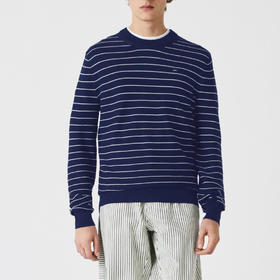 薄款 条纹纯棉 胸前刺绣 圆领毛衣/针织衫 T-1087