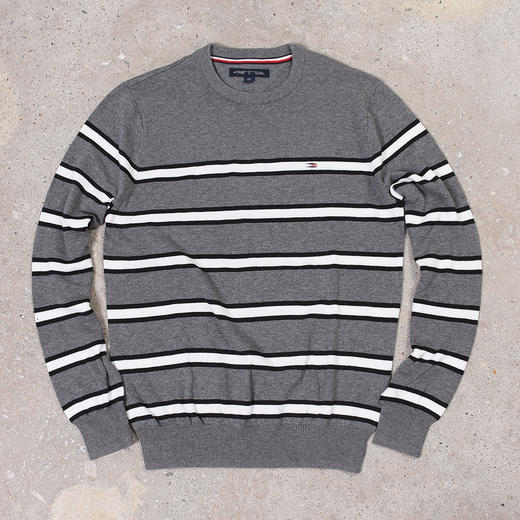 条纹撞色棉质 胸前刺绣 圆领毛衣/针织衫 特惠 T-1086 商品图9