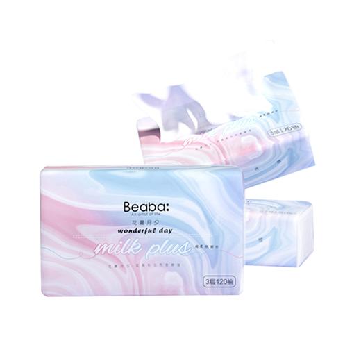 碧芭 花晨月夕milk plus纸面巾3层120抽（3连包） 商品图0