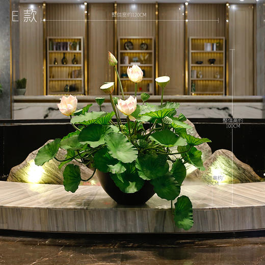 酒店大型落地荷花仿真花摆件中式套装大堂前台别墅高端装饰花摆设 商品图4