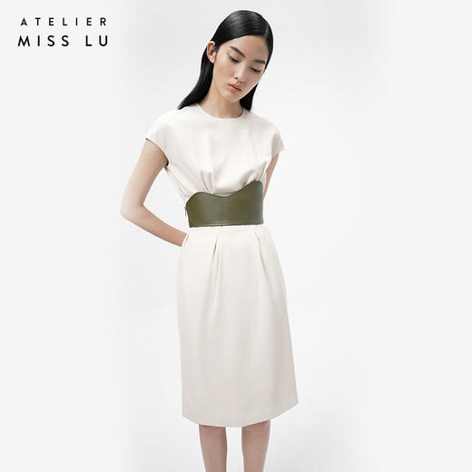 【流沙山丘】波浪造型仿小羊皮橄榄绿拉链腰封/00000034 商品图1