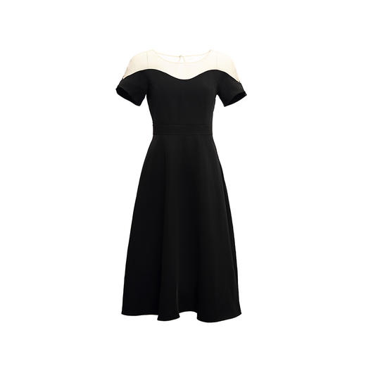 【云雾间】米白流线拼纱造型袖A字气质连衣裙/0000754 商品图4