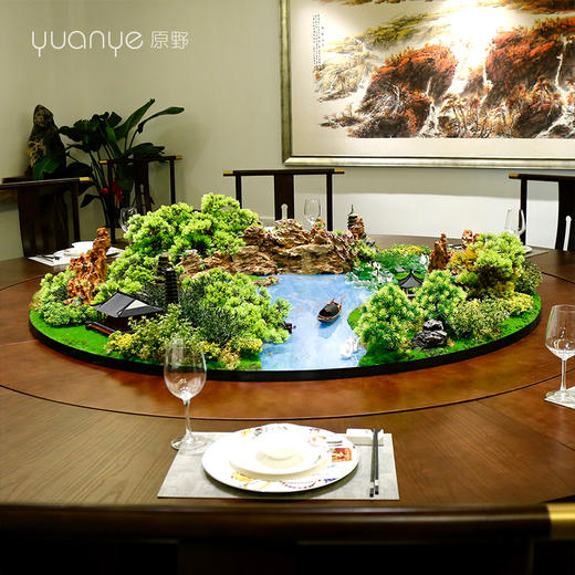 酒店餐桌花摆花新中式高端仿真花圆桌装饰摆件包厢转盘中间微景观 商品图4