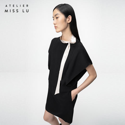 【复古迷情】香槟色飘带设计落肩宽松连衣裙/0000753 商品图2