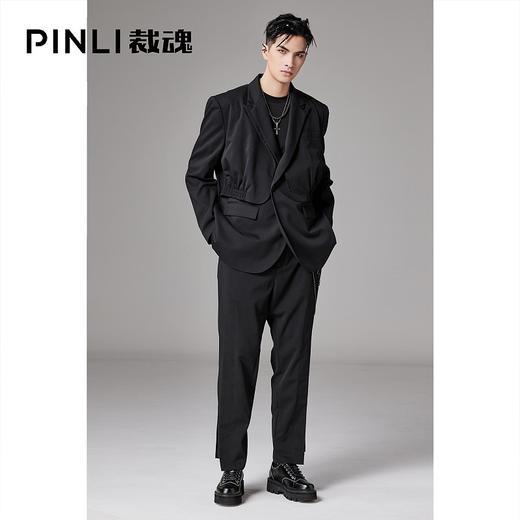 PINLI品立裁魂秋季新款假两件休闲西服外套男士潮BC213306131 商品图3