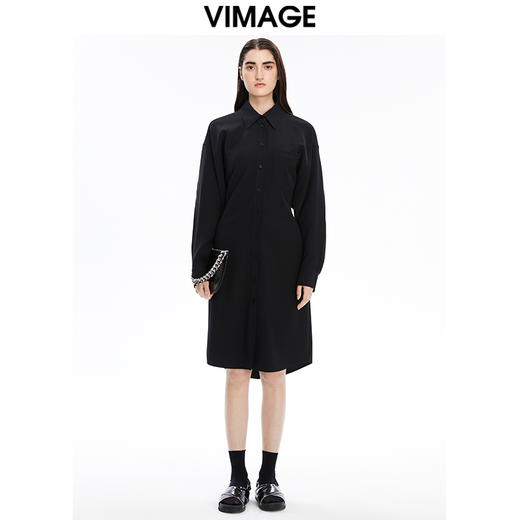 VIMAGE纬漫纪秋季新款洋气气质收腰显瘦连衣裙长裙V1607216 商品图1