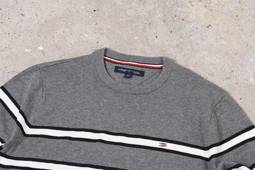 条纹撞色棉质 胸前刺绣 圆领毛衣/针织衫 特惠 T-1086 商品图11