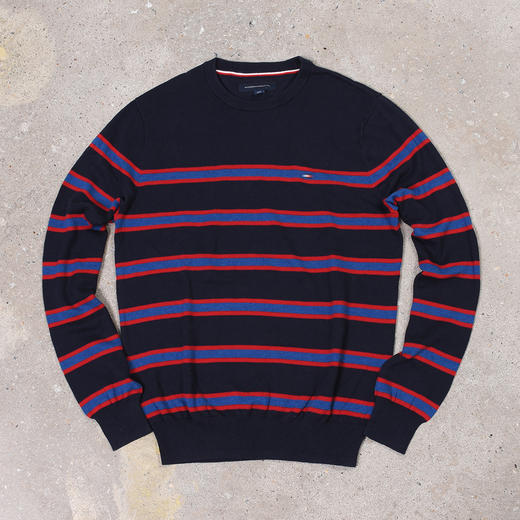 条纹撞色棉质 胸前刺绣 圆领毛衣/针织衫 特惠 T-1086 商品图7