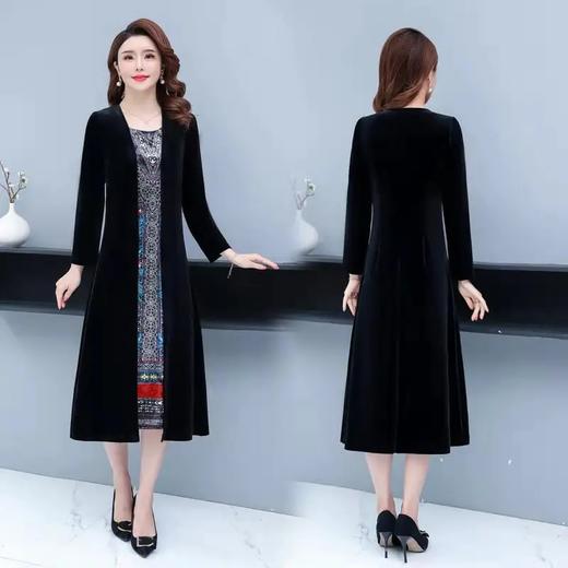 AA JY洋气显瘦显高档大码假两件套金丝绒连衣裙【优】 商品图3