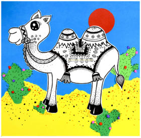 7-8岁综合创意《神奇的“沙漠之舟”》线描【自动发货：下单后，点击手机短信中收到的链接，即可获取文件下载的链接；如有任何问题，可添加客服微信hm33268获得帮助】