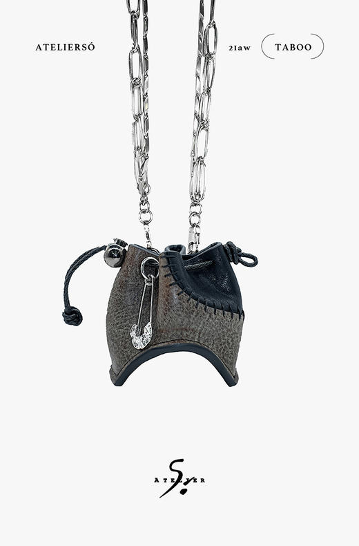 21AW TABOO｜愚人船 皮具系列 - 擦蜡牛皮迷你月牙包 商品图0