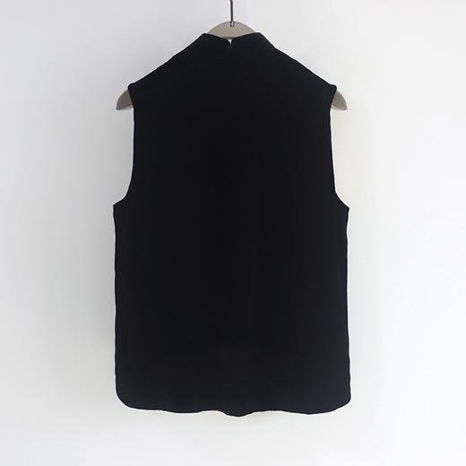 丁摩 时髦复古改良新中式真丝丝绒马甲上衣女撞色盘扣唐装背心Q121176 商品图4