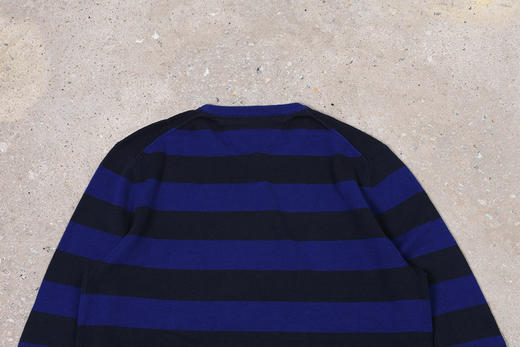 薄款 黑蓝横纹纯棉 胸前刺绣 圆领毛衣/针织衫 T-1090 商品图9