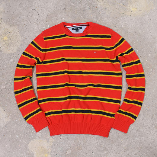 薄款 条纹拼色纯棉 胸前刺绣 圆领毛衣/针织衫 多色 T-1089 商品图4