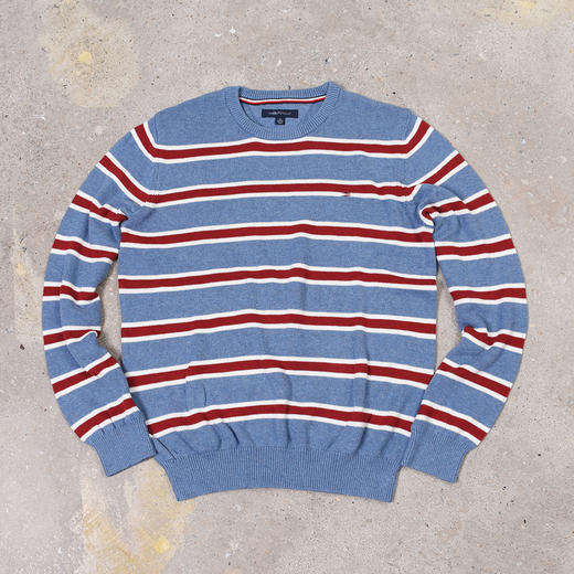 薄款 条纹拼色纯棉 胸前刺绣 圆领毛衣/针织衫 多色 T-1089 商品图9