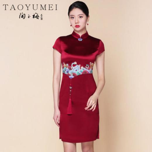 3楼 陶玉梅麻缎礼服旗袍中式流苏重工刺绣华服改良旗袍08C11Q131S 商品图0