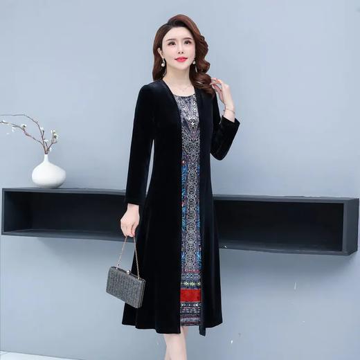 AA JY洋气显瘦显高档大码假两件套金丝绒连衣裙【优】 商品图2