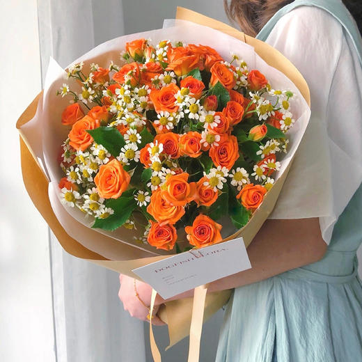 蔷薇花束橙色复古色创意好看多头玫花束送老婆爱人闺蜜朋友生日求婚