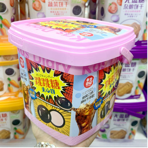 【9.5元/桶】卡士日记柠檬味/椰浆味/可乐味跳跳糖夹心饼干168g 商品图2