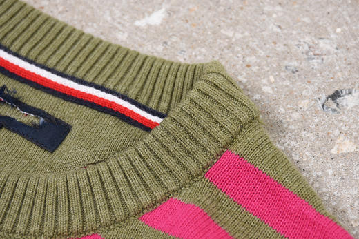 薄款 条纹纯棉 胸前刺绣 圆领毛衣/针织衫 T-1092 商品图6