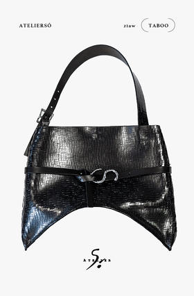 21AW TABOO｜愚人船 皮具系列 - 割裂牛皮大号月牙包