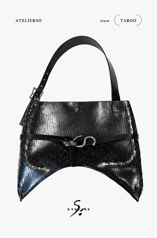 21AW TABOO｜愚人船 皮具系列 - 割裂牛皮大号月牙包 商品图0