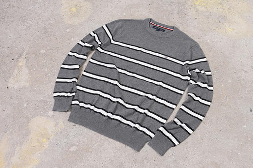 条纹撞色棉质 胸前刺绣 圆领毛衣/针织衫 特惠 T-1086 商品图10