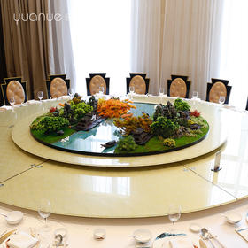 酒店餐桌花摆花新中式高端仿真花圆桌装饰花摆设件包厢转盘微景观