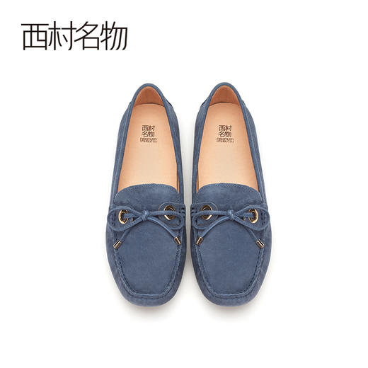 西村名物2021秋季新款女士休闲蝴蝶结系带款乐福鞋一脚蹬鞋X21CM33001 商品图2