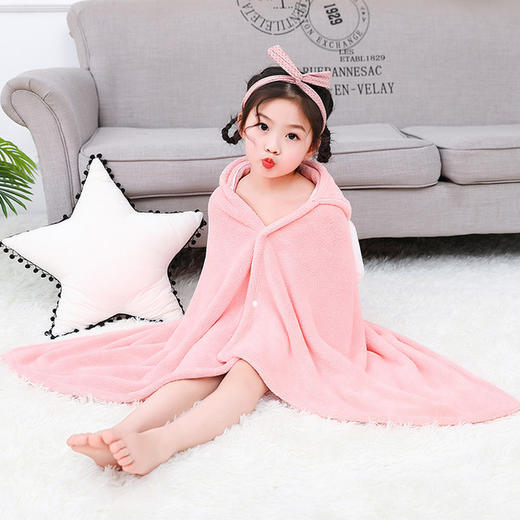 【母婴】童连帽浴巾珊瑚绒浴巾毛巾宝宝游泳可穿卡通浴袍斗篷洗澡沙滩巾 商品图3