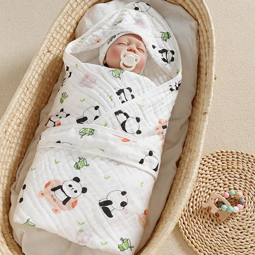 【母婴】新生婴儿六层棉纱布抱被包被宝宝襁褓初生包巾防惊跳睡袋 商品图0