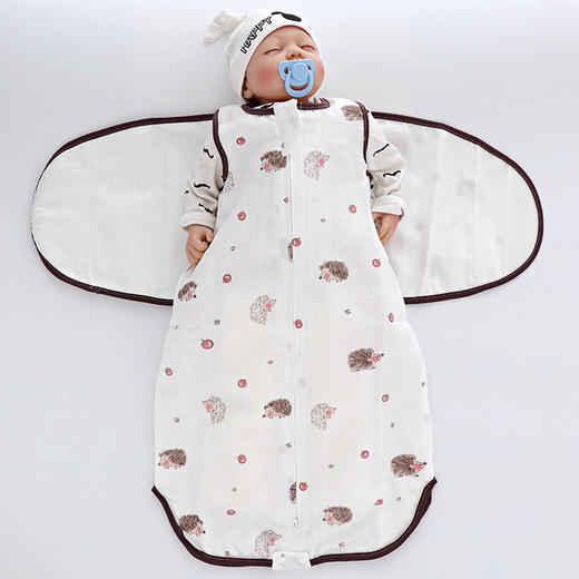 【母婴】婴儿童纱布竹棉襁褓睡袋宝宝包被新生儿抱被婴幼儿防踢被 商品图3