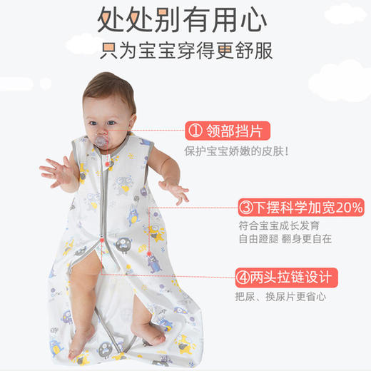 【母婴】夏季薄款婴儿背心睡衣无袖女宝宝防踢被儿童睡袋 商品图1