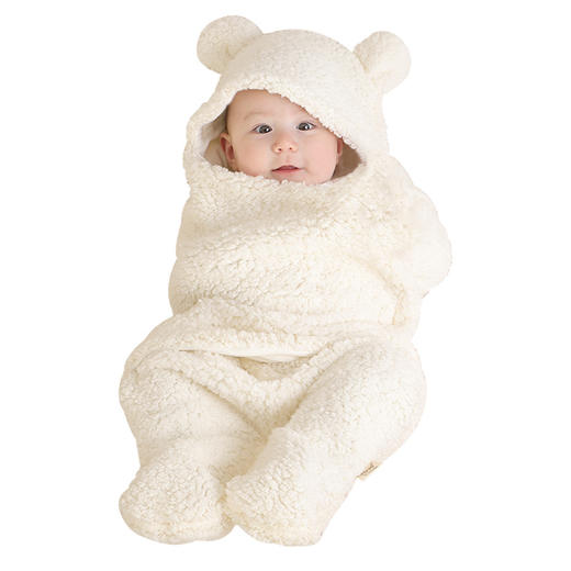 【母婴】 羊羔绒秋冬抱被 婴儿保暖抱毯 初生宝宝抱被 商品图2