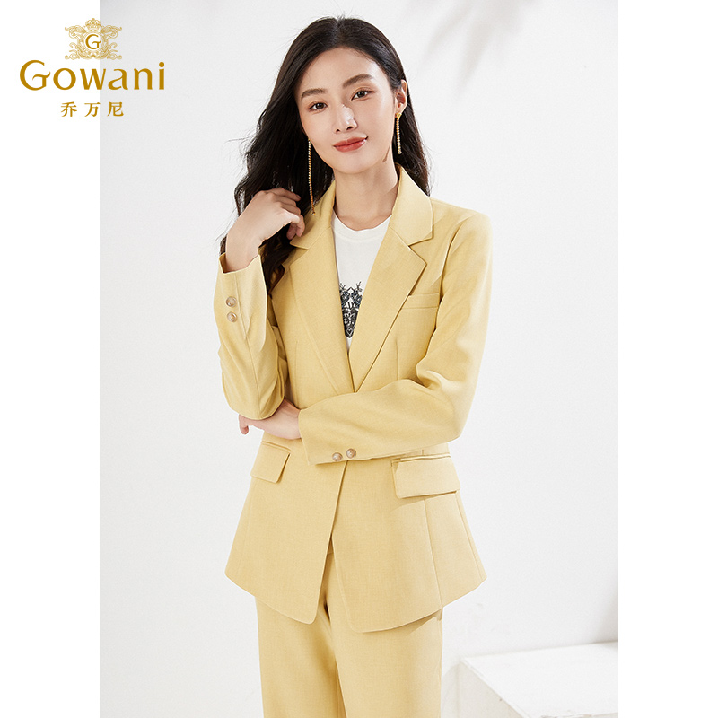 乔万尼早春新款西装外套通勤显瘦黄色韩系通勤显白显瘦EI3B148