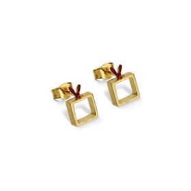 北京仓｜Kiss the Frog-Heart-爱之窗 耳钉（方形）［希腊设计师］