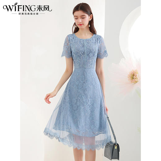 高级蕾丝网纱轻熟女人味连衣裙2024年夏季新款 商品图2