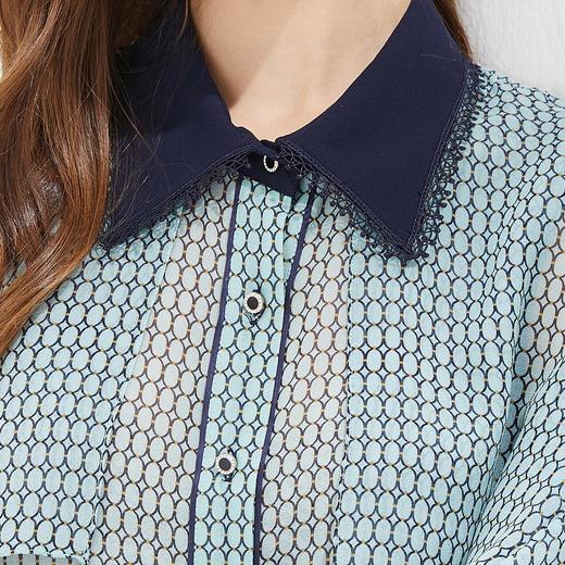 QE22A斯尔丽瑟俪2021年秋季上新撞色蝙蝠袖碎花衬衫 商品图4