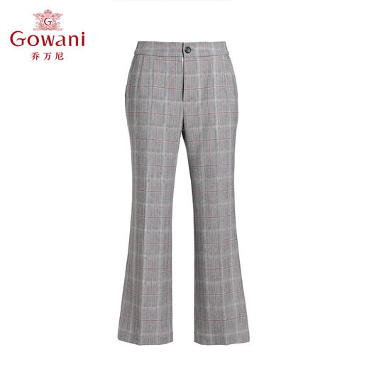 乔万尼早春新款格纹长裤气质西装裤英伦风微喇直筒裤EI3F178 商品图4