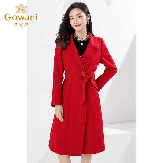 乔万尼早春新款红色风衣喜宴气质显白收腰系带大衣EI3A177101 商品图0